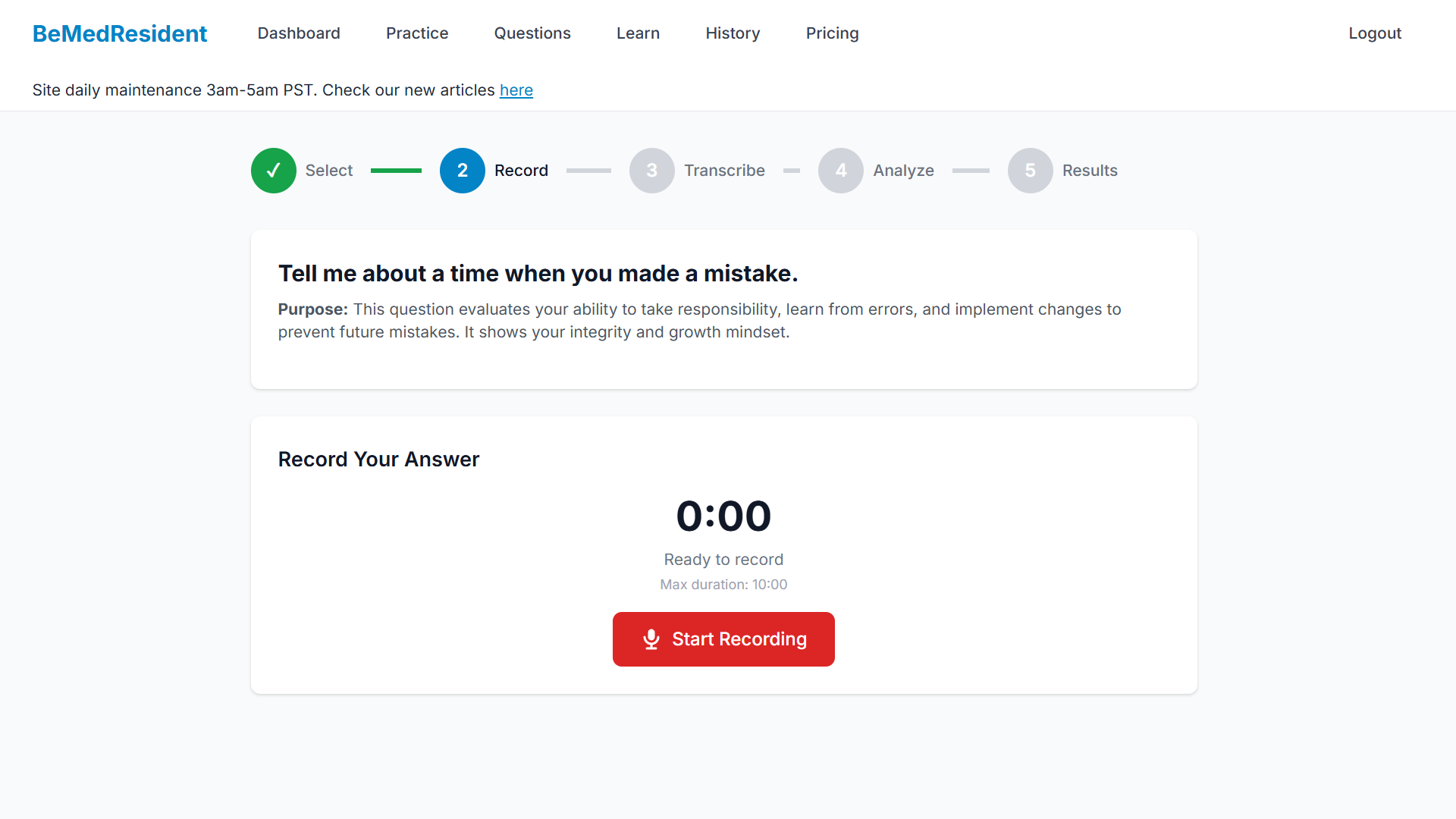 Recording interface